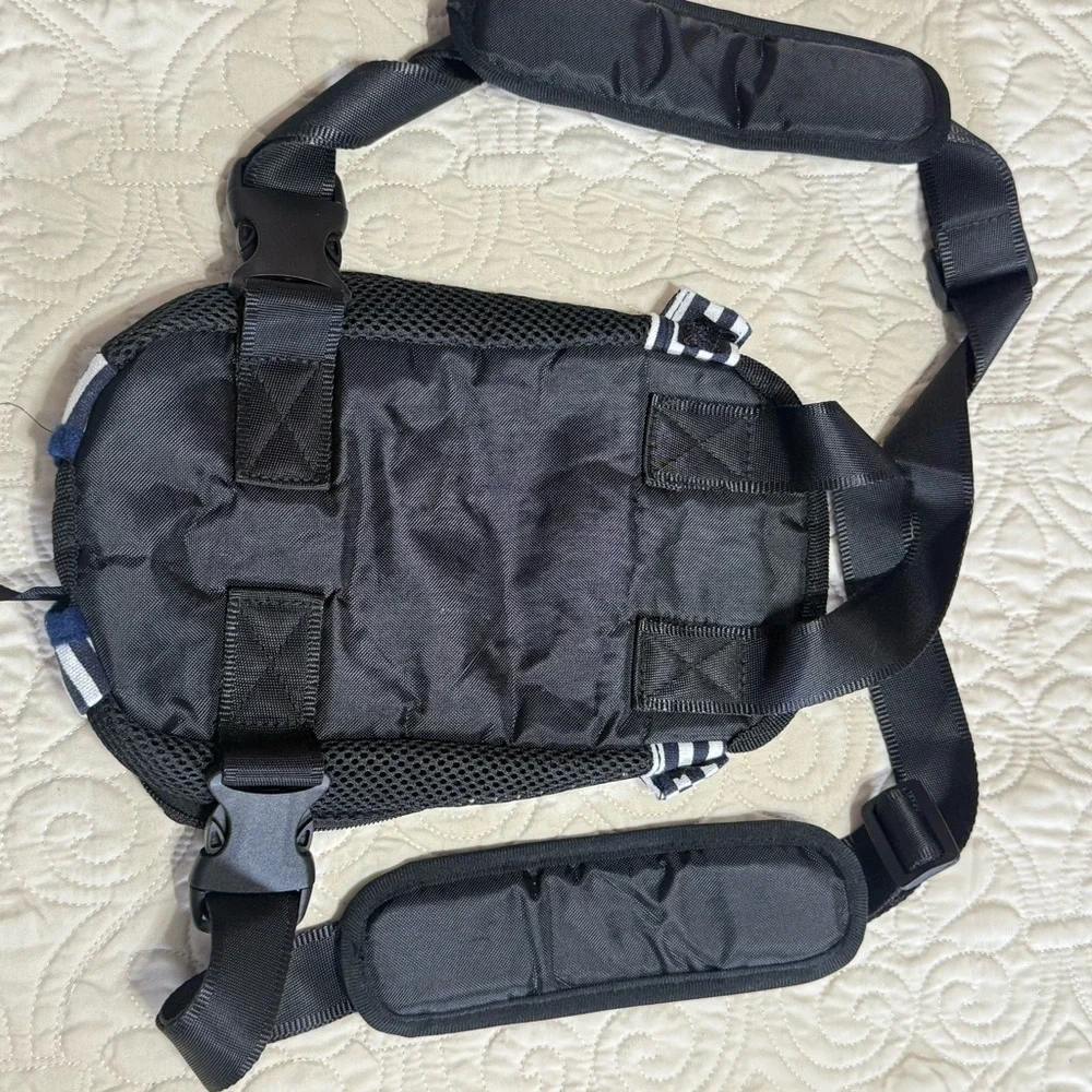 Pet Carrier Backpack for Dogs adjustable wearable navy white stripe small Pets